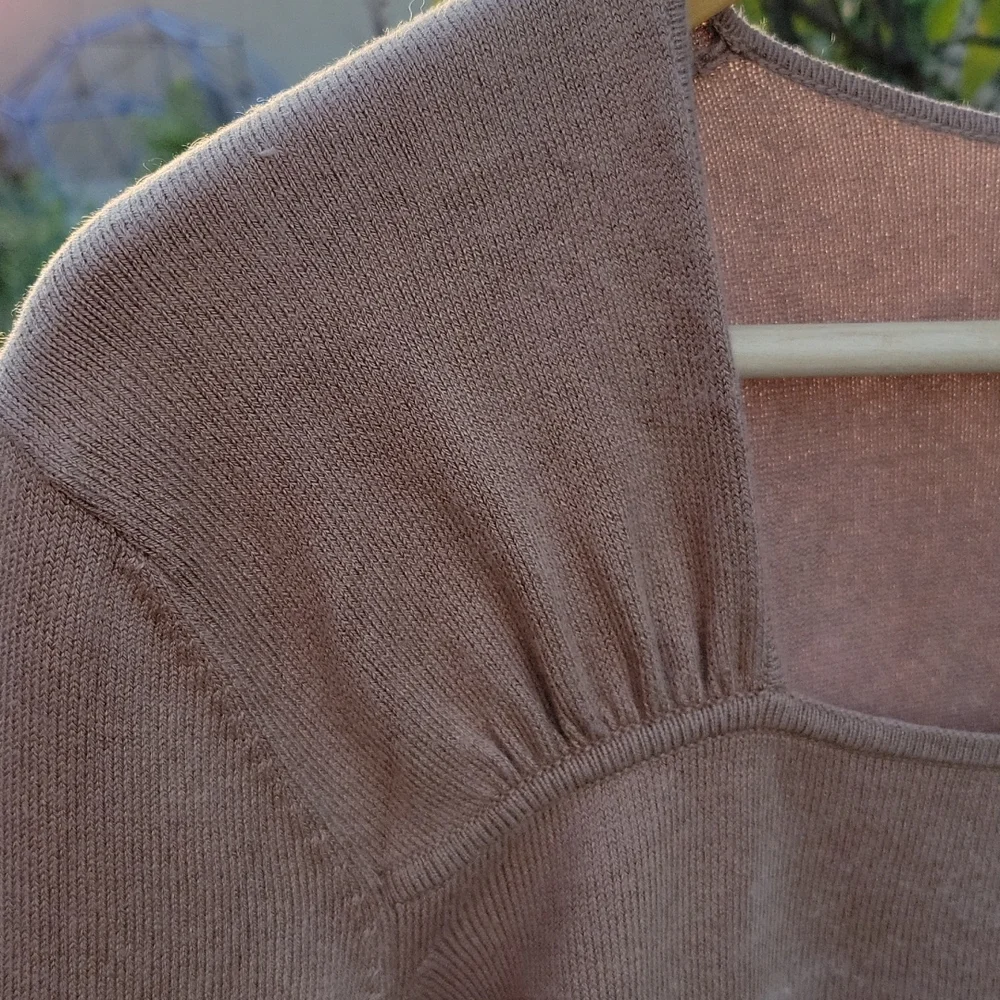 Ann Taylor Brown Silk Sweater 3/4 Sleeves Size Ladies Large - Picture 2 of 7